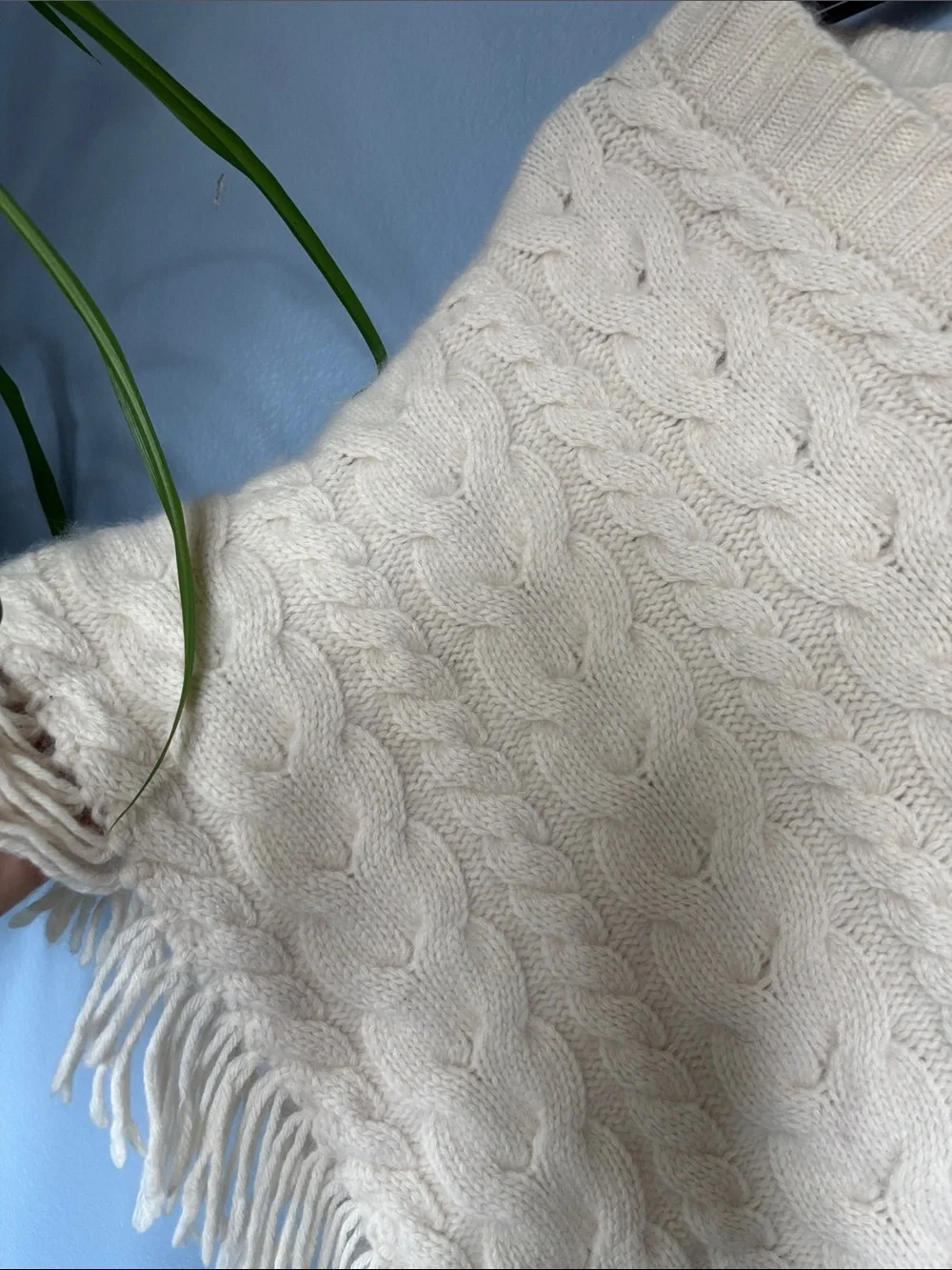 The Banana Republic Angora Lambswool Cable-Knit Poncho Sweater. Size small